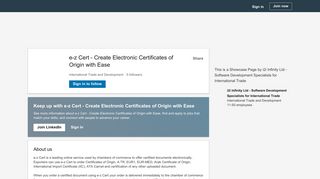 e-z Cert - Create Electronic Certificates of Origin with Ease | LinkedIn