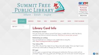 Library Card Info - Summit Free Public Library