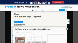 E-Z Pass now accepted in Florida - Fremont News-Messenger