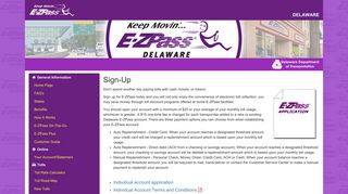 Delaware E-ZPass - E-ZPass Sign-Up