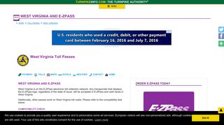 West Virginia E-ZPass information - TurnpikeInfo.com