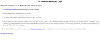 EZ Test Registration and Login
