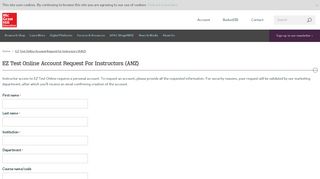 EZ Test Online Account Request for Instructors (ANZ)