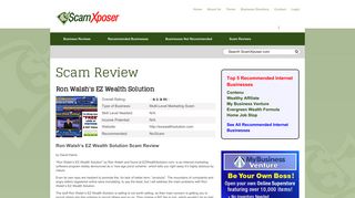 Ron Walsh's EZ Wealth Solution a Scam? | Reviews - ScamXposer