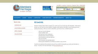 EZ Card Info :: Members Heritage Credit Union