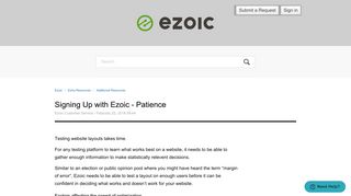 Signing Up with Ezoic - Patience – Ezoic