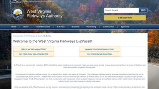 Welcome to the West Virginia Parkways E-ZPass®