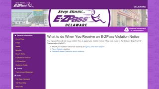 Delaware E-ZPass - E-ZPass Violation