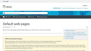 Default web pages - OCLC Support