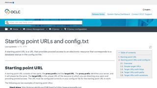 Starting point URLs and config.txt - OCLC Support