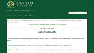 Databases - Databases - LibGuides at Saint Leo University