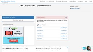 EZVIZ Default Router Login and Password - Clean CSS