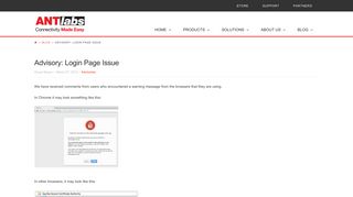 Advisory: Login Page Issue - ANTlabs