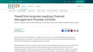 TravelClick Acquires Leading Channel Management Provider EZYield