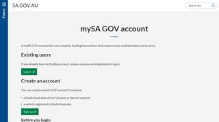 SA.GOV.AU - mySA GOV account