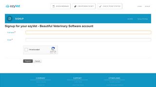 Signup for a new account : ezyVet - Beautiful Veterinary Software