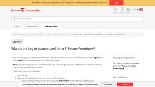 What is the Log in button used for in F-Secure Freedome? - F-Secure ...