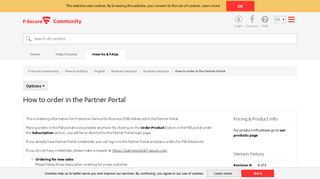 How to order in the Partner Portal - F-Secure Community