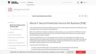 About F-Secure Protection Service for Business (PSB) | Management ...