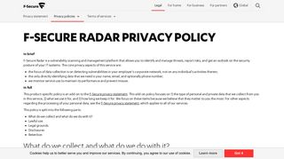 F-Secure RADAR privacy policy | F-Secure