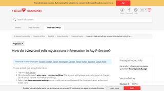 How do I view and edit my account information in My F-Secure? - F ...