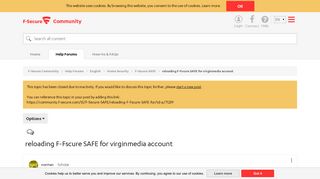 Solved: reloading F-Fscure SAFE for virginmedia account - F-Secure ...