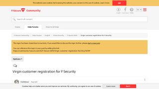 Solved: Virgin customer registration for F Security - F-Secure ...