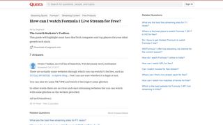 How to watch Formula 1 Live Stream for Free - Quora
