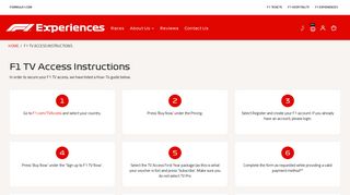 F1 TV Access Instructions - F1 Experiences | The Official Experience ...