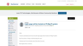 Login page will be hosted on F5 Big IP system - F5 DevCentral - F5 ...