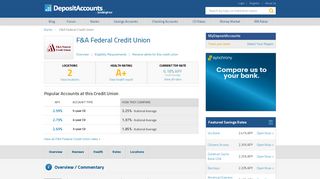 F&A Federal Credit Union Reviews and Rates - California
