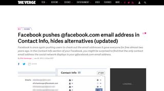 Facebook pushes @facebook.com email address in Contact Info ...
