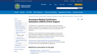 Aerospace Medical Certification Subsystem (AMCS) Online Support