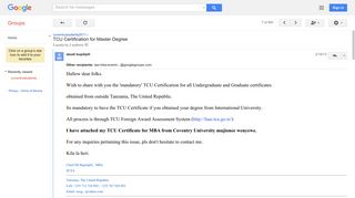 TCU Certification for Master Degree - Google Groups