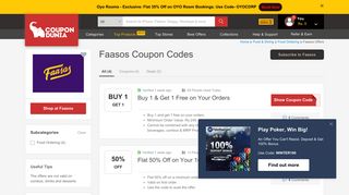 Faasos Coupon Codes, Coupons, Offers: Flat 50% Cashback