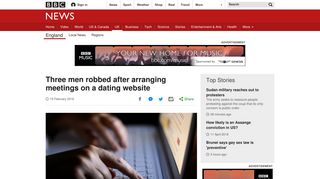 Three men robbed after arranging meetings on a dating website - BBC