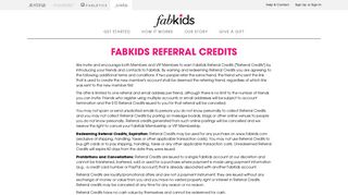 fabkids referral credits