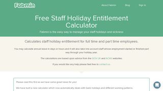 Free staff holiday entitlement calculator - Fabmin