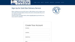 New Account Sign Up - Fabric Care Cleaners