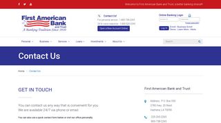 Contact Us | First American Bank and Trust