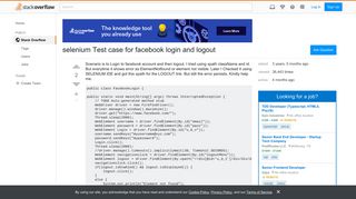 selenium Test case for facebook login and logout - Stack Overflow