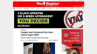 Google! and! Facebook! IDs! face! Yahoo! login! BAN! • The Register