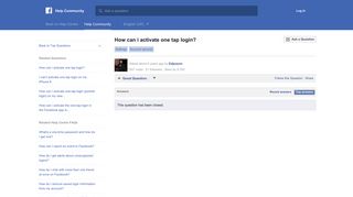 How can i activate one tap login? | Facebook Help Community ...