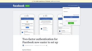 Two-factor authentication for Facebook now easier to set up | Facebook