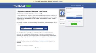 Log In with Your Facebook Username | Facebook