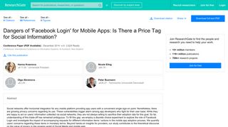 (PDF) Dangers of 'Facebook Login' for Mobile Apps: Is There a Price ...