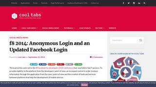 f8 2014: Anonymous Login and an Updated Facebook Login