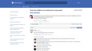 Texts from 32665 on my mobile,how to stop spam? | Facebook Help ...