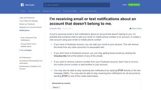 I'm receiving email or text notifications about an account t... - Facebook