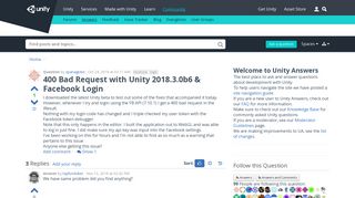 400 Bad Request with Unity 2018.3.0b6 & Facebook Login - Unity ...